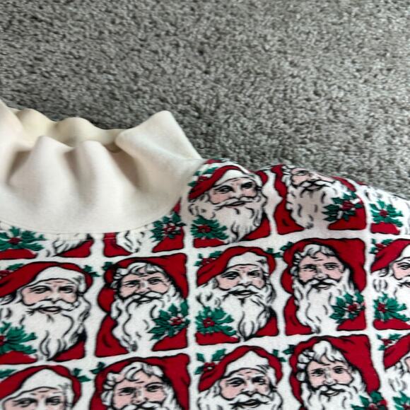 VINTAGE Cambridge Christmas Sweater Womens M Santa Claus AOP Mock Neck Ugly 90s - Picture 5 of 12